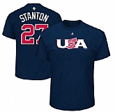 USA Baseball 27 Giancarlo Stanton Majestic 2017 World Baseball Classic Name & Number T-Shirt Navy,baseball caps,new era cap wholesale,wholesale hats